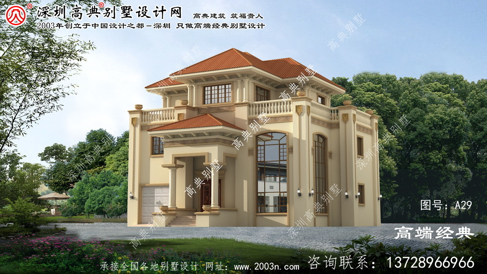 高淳县欧式风格三层自建复式别墅设计图纸