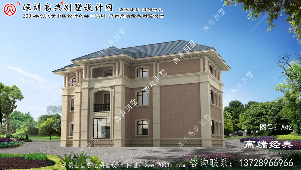 邳州市欧式风格三层大户型复式别墅外观设计