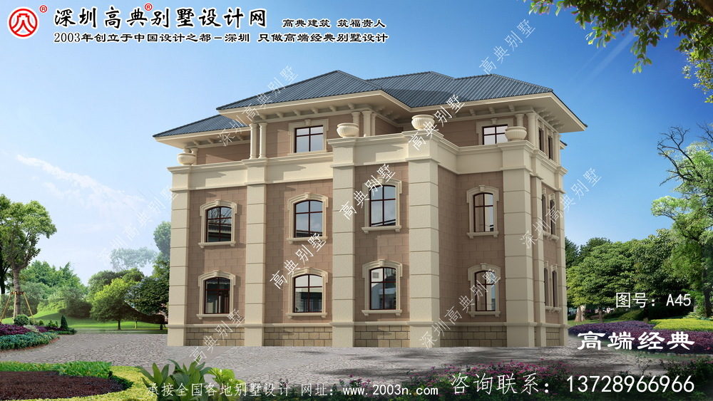 清浦区复式三层别墅设计图效果，法式风格